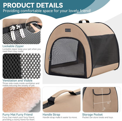 PETSFIT Soft Sided Dog Crate, Travel Dog Crate - 19 Inch Lightweight, Roomy, Easy to Set Up, Sturdy Portable Dog Kennel with Thick Mat, Navy Blue