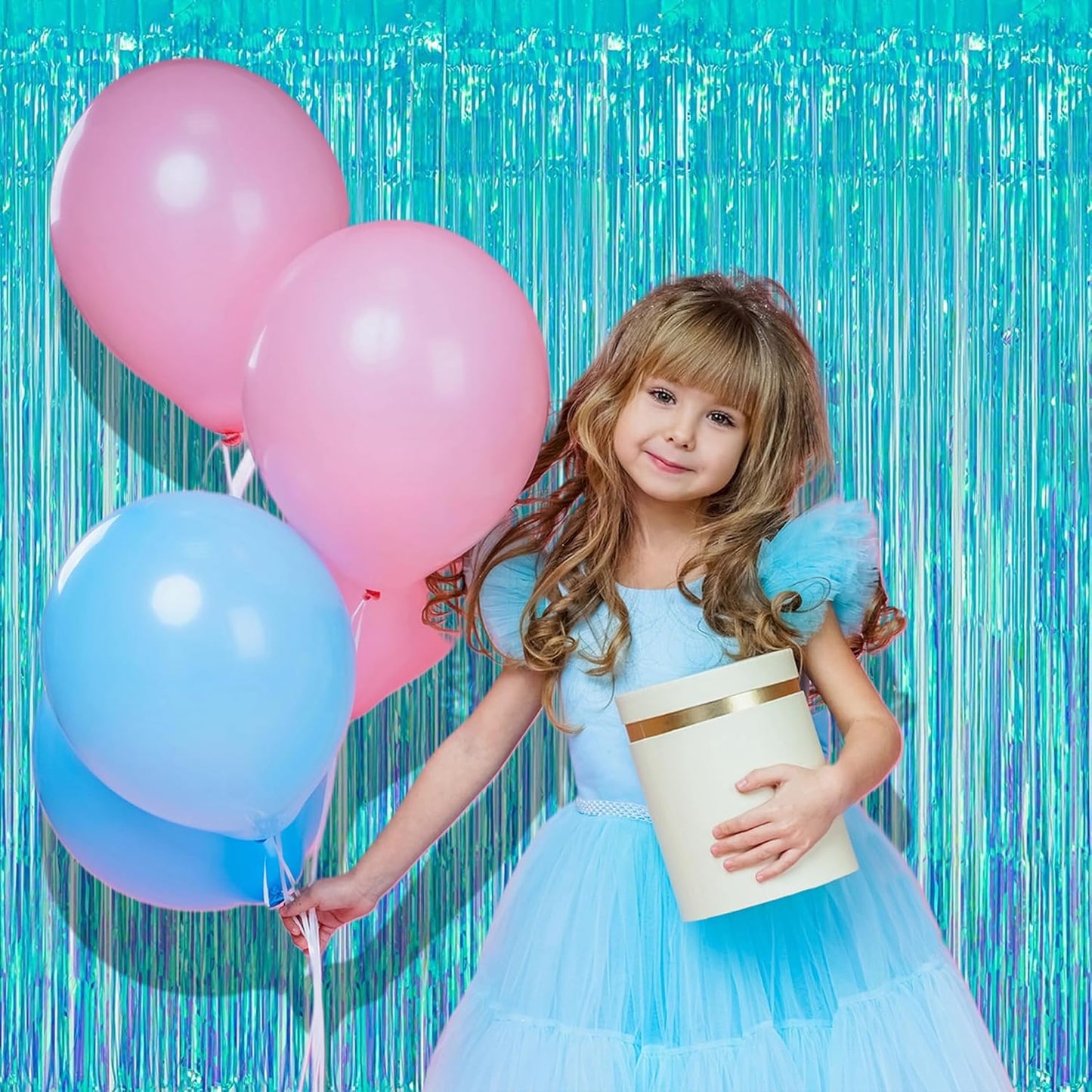 BRAVESHINE Pink Glitter Tinsel Foil Fringe Curtain - 2 Pcs 3.2x8.2 ft Metallic Party Supplies Photo Backdrop for Girl Princess Birthday Unicorn Bachelorette Butterfly Bridal Shower Party Decorations