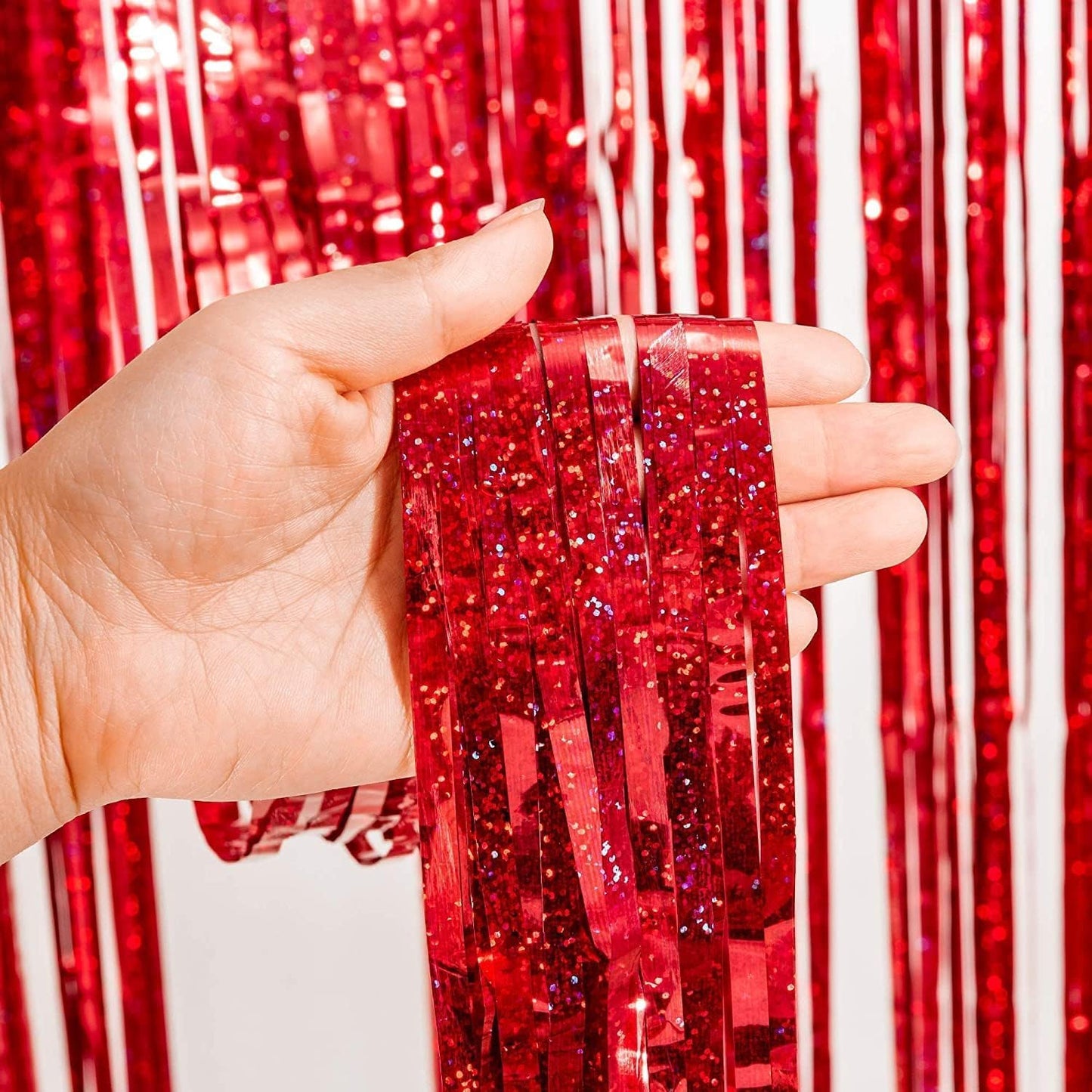 BRAVESHINE Pink Glitter Tinsel Foil Fringe Curtain - 2 Pcs 3.2x8.2 ft Metallic Party Supplies Photo Backdrop for Girl Princess Birthday Unicorn Bachelorette Butterfly Bridal Shower Party Decorations