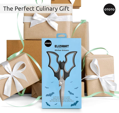 New!! Elizabat Kitchen Scissors by OTOTO - Halloween Goth Cute Bat Kitchen Shears, Gothic Scissors Kitchen Utensils - Spooky Bats Halloween Gifts, Cooking Scissors, Kitchen Gadgets, Goth Gifts