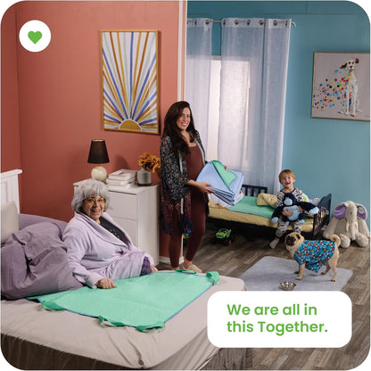 IMPROVIA® Washable Underpads, 34" x 36" (Pack of 4) - Heavy Absorbency Reusable Bedwetting Incontinence Pads for Kids, Adults, Elderly, and Pets - Waterproof Protective Pad for Bed, Couch, Sofa, Floor