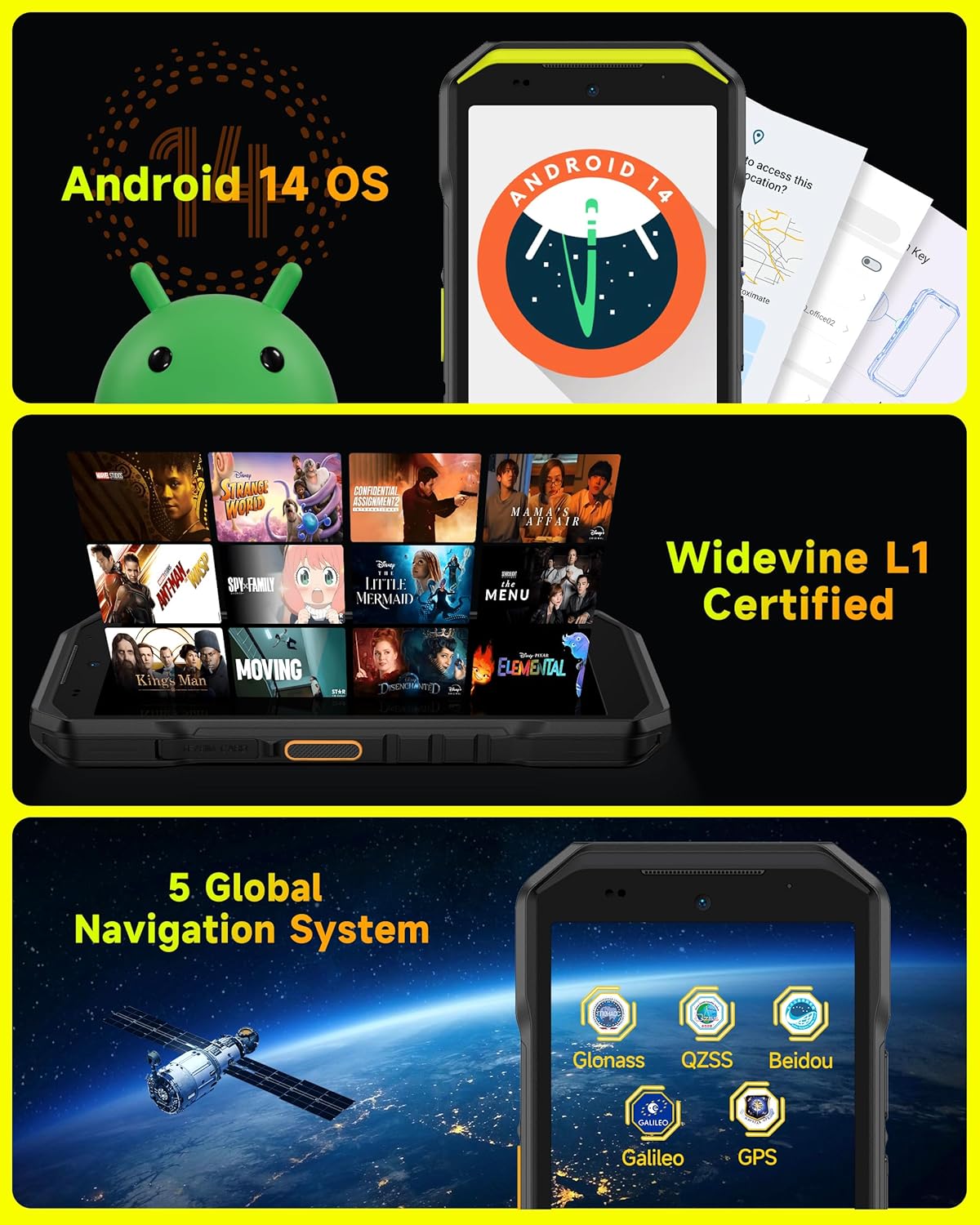 5G Rugged Phone, Ulefone Armor X32 Pro Unlocked Smartphone, MTK Dimensity 6300, 16+256GB, 64MP/25MP Night Vision, Android 14, Widevine L1, 5G WiFi Hotspot, 5.65” 90Hz, 5500mAh, NFC/GPS - Black