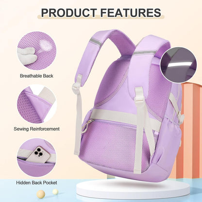3PCS School Backpack for Girls with Lunch Box Pencil Pouch for Teen Girls Children Elementary Primary Middle High College Daypack School bag Bookbag Set Pink