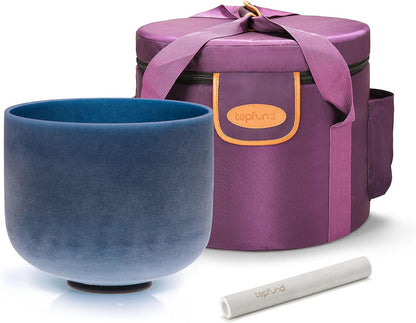 TOPFUND F Note Crystal Singing Bowl Heart Chakra 8 inch with Heavy Duty Carrying Case and Suede Striker