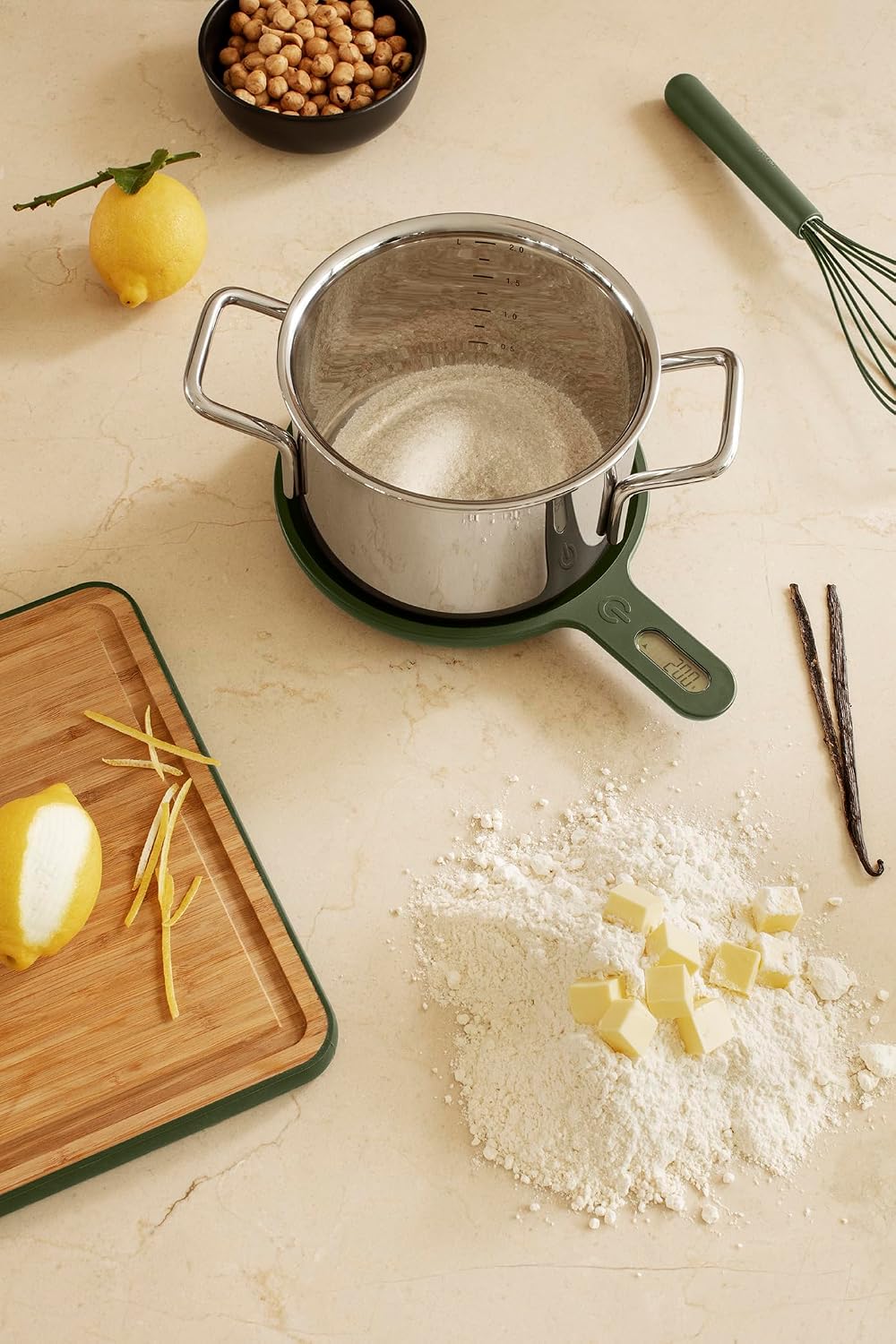 EVA SOLO | Green Tools Kitchen Scales | Practical Kitchen Scales with Display on The Handle for Easy Weight Reading Even When Using Large Bowls and Cooking pots | Green