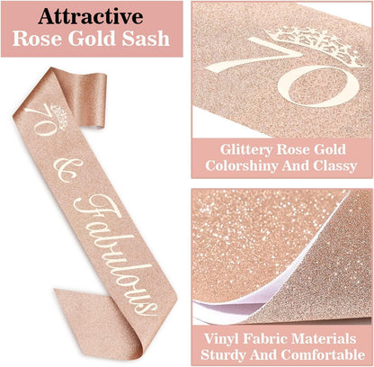 65th Birthday Decorations for Women, Including 65th Birthday Sash and Crown, Cake Topper and Candles, Number Balloons Rose Gold, 65 Year Old Gifts for Women