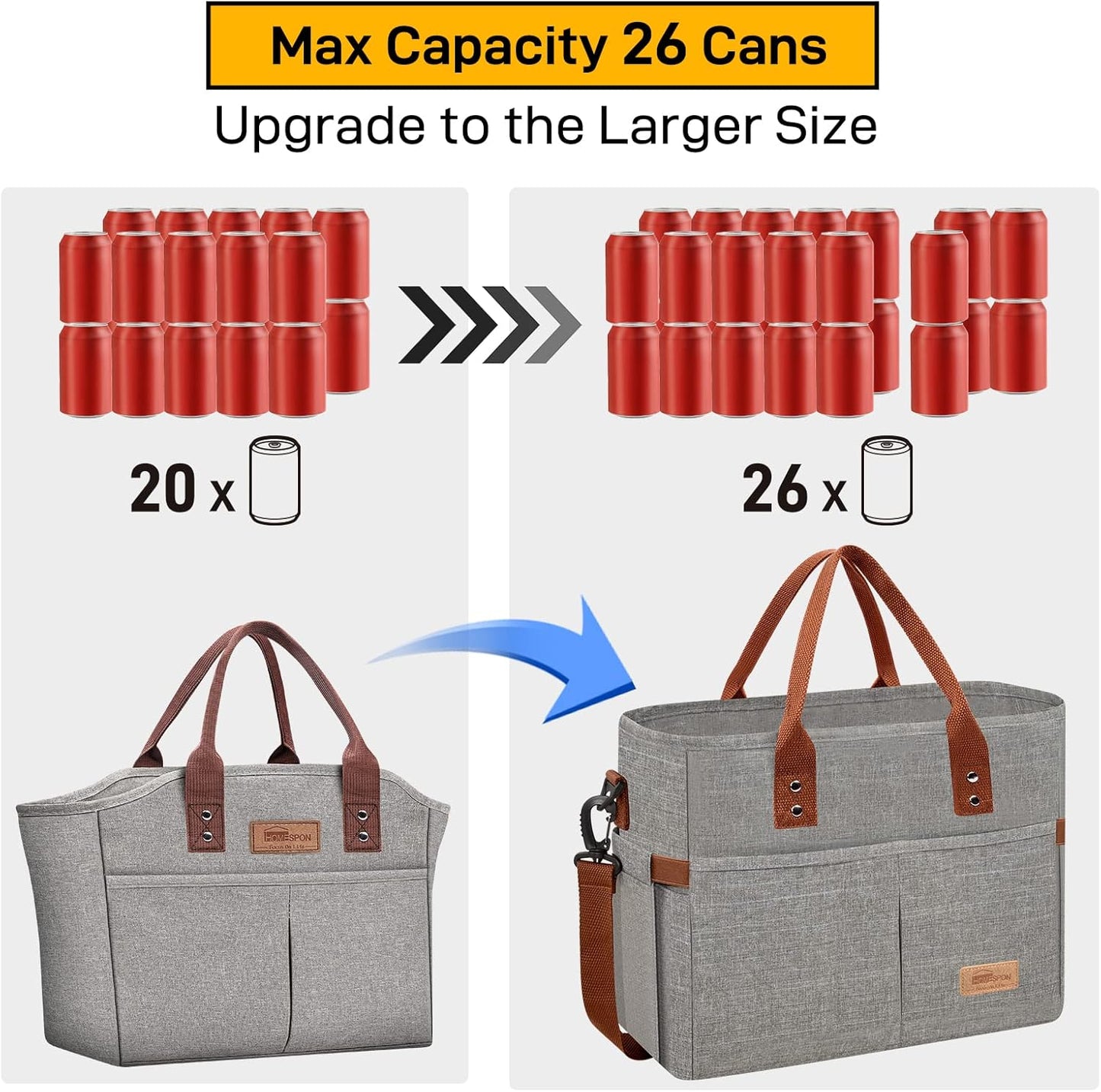 HOMESPON Lunch Bag for Woman Man Adults with Front Pocket Insulated Lunch Tote Lunch Box Container for Work Picnic or Travel(Black)