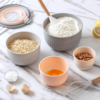 COOK WITH COLOR Prep Bowls with Lids- 8 Piece Nesting Plastic Small Mixing Bowl Set with Lids (Teal Ombre)