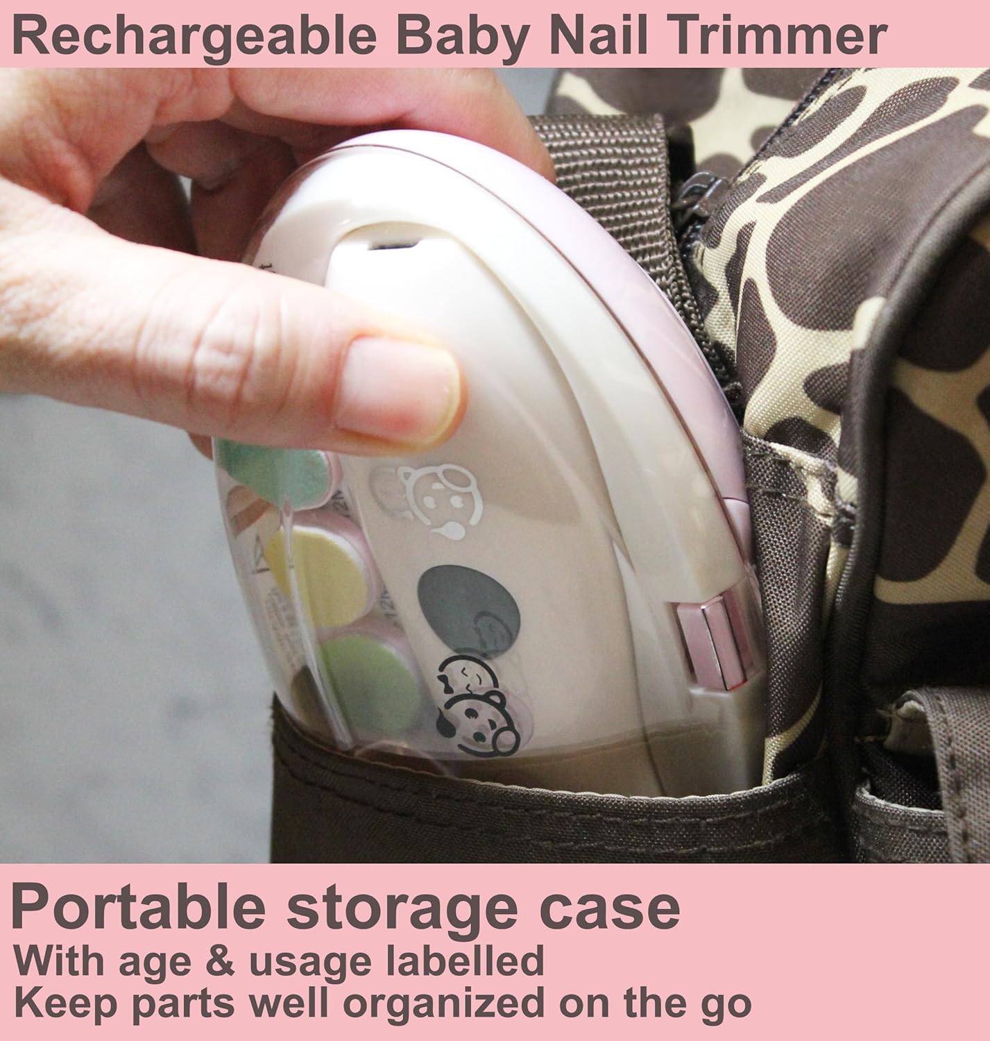 Royal Angels Rechargeable Baby Nail Clippers 20 in 1, Safe Electric Nail Trimmer, Baby Nail Kit, Additional Replacements, Newborn Toddler Toes and Fingernails, Trim and Polish (Rechargeable, Snow)
