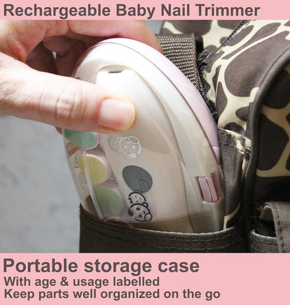 Royal Angels Rechargeable Baby Nail Clippers 20 in 1, Safe Electric Nail Trimmer, Baby Nail Kit, Additional Replacements, Newborn Toddler Toes and Fingernails, Trim and Polish (Rechargeable, Snow)