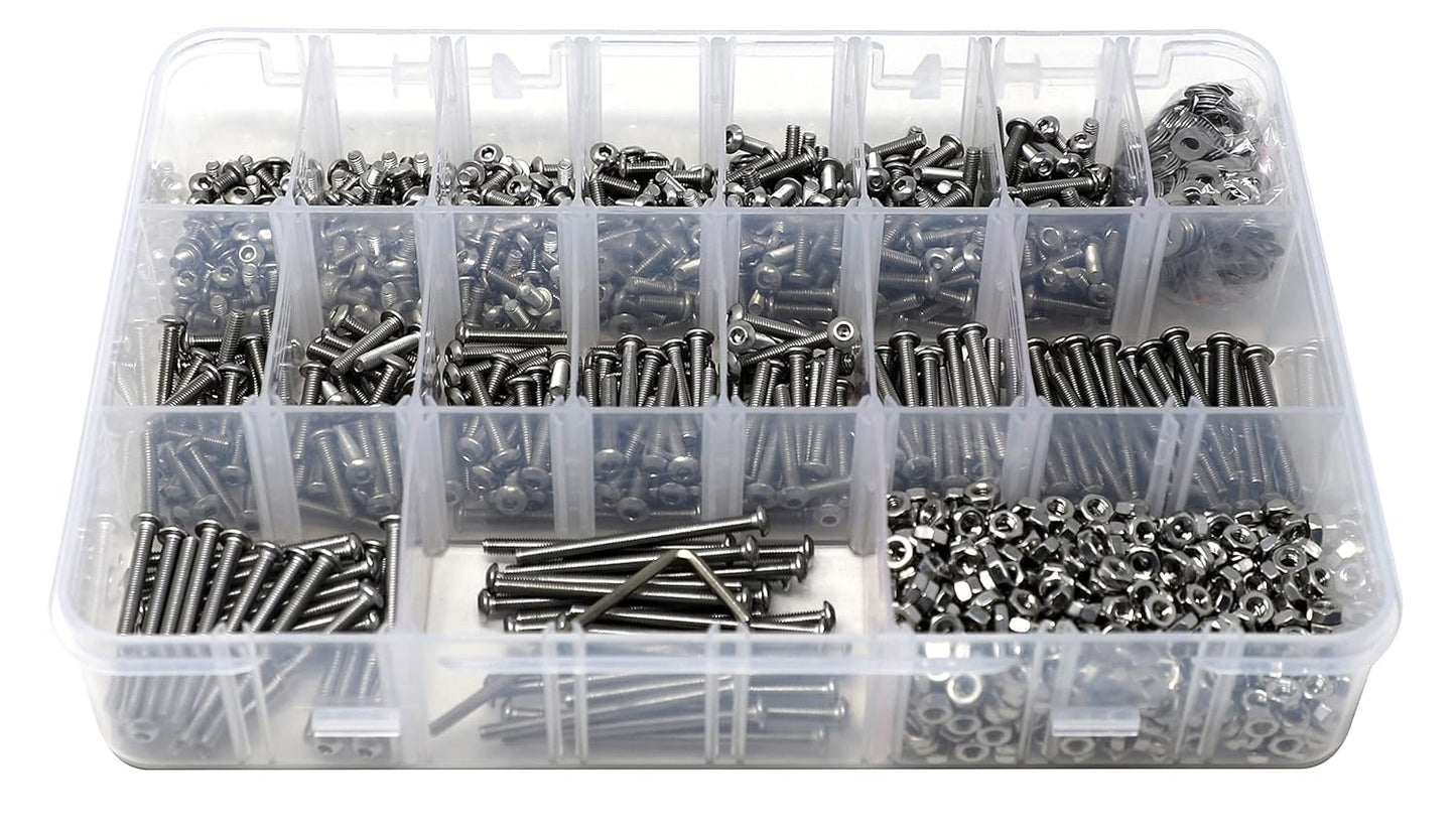 iexcell 50 Pcs M6 x 20mm Thread Pitch 1 mm Stainless Steel 304 Hex Socket Button Head Cap Screws Bolts Kit