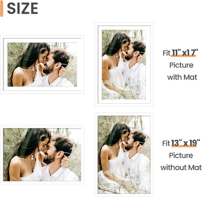 upsimples 11x14 Picture Frame, Display Pictures 8x10 with Mat or 11x14 Without Mat, Wall Hanging Photo Frames, Black