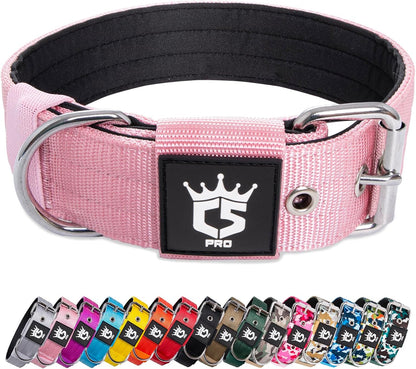 TSPRO Tactical Dog Collar 1.5 inch Wide Dog Collar Military Grade Strong Dog Collar Thick Dog Collar Heavy Duty Metal Buckle Dog Collar(Green-L)