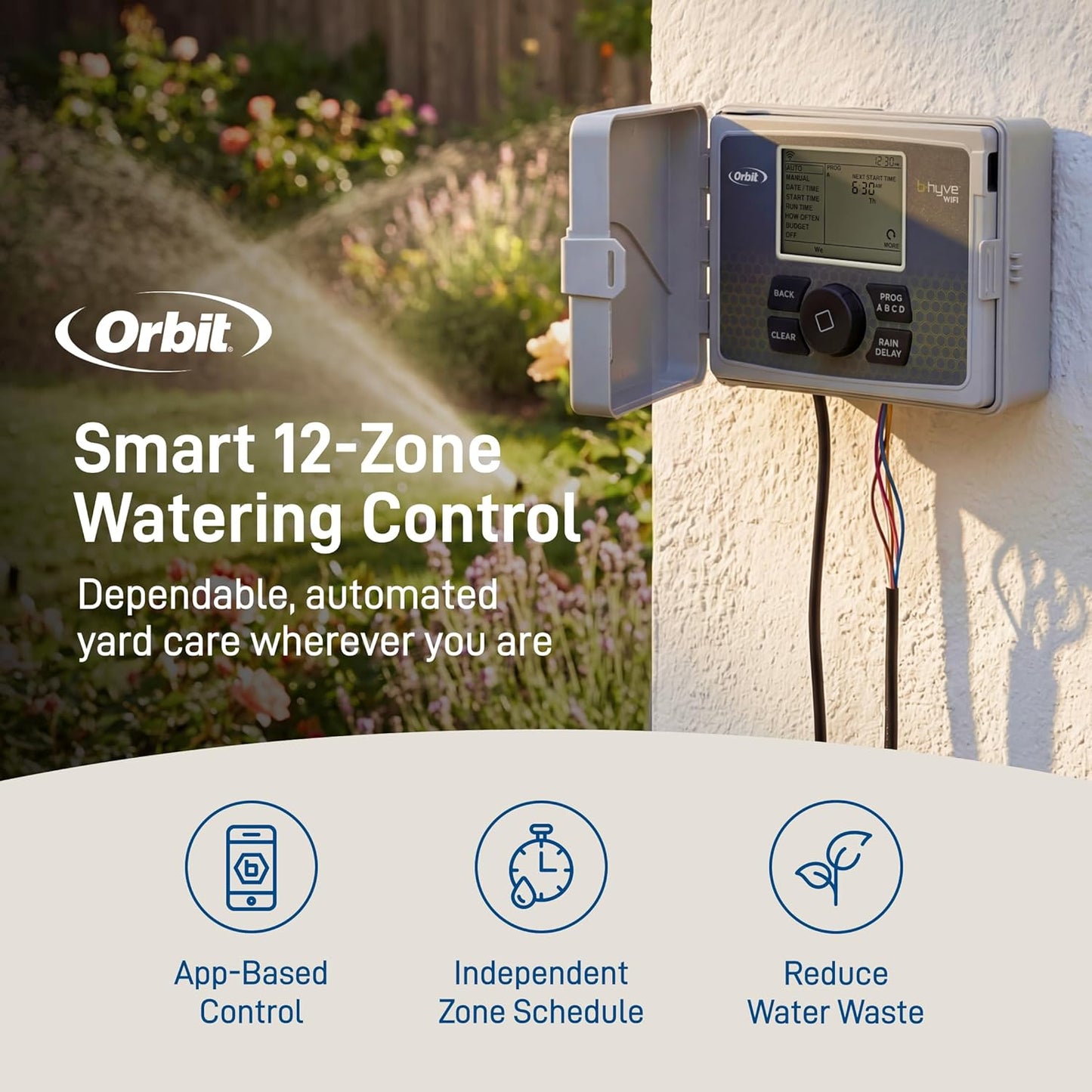Orbit B-hyve 12-Zone Smart Sprinkler Controller | Indoor & Outdoor Wi-Fi Irrigation Timer with App Control