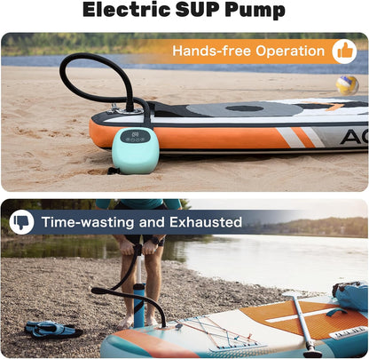 dwndpump Electric Paddle Board Pump, Rechargeable 20 PSI SUP Pump, Dual-Stage Inflation and Deflation Sup Air Pump, Electric Pump for Kayaks, Wind Wings, SUPs