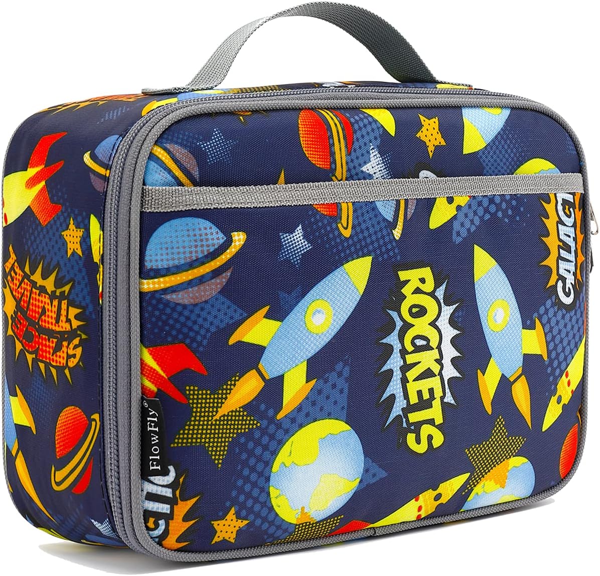 FlowFly Kids Lunch Box Insulated Soft Bag Mini Cooler Back to School Thermal Meal Tote Kit for Girls, Boys, Black
