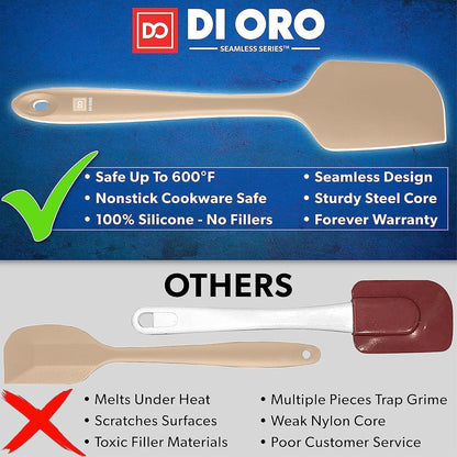 DI ORO Silicone Spatula Set - Rubber Kitchen Spatulas for Baking, Cooking, & Mixing - 600°F Heat-Resistant & BPA Free Silicone Scraper Spatulas for Nonstick Cookware - Dishwasher Safe (5pc, Black)