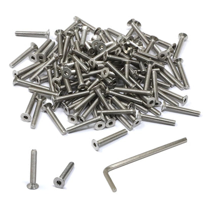 iexcell 5 Pcs M8 x 80mm Thread Pitch 1.25 mm Stainless Steel 304 Hex Socket Flat Head Cap Screws Bolts Kit