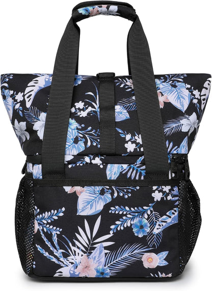 SUNNY BIRD Dual Compartment Lunch Bag Insulated Lunch Box for Women and Men (Green with Boho Strap)