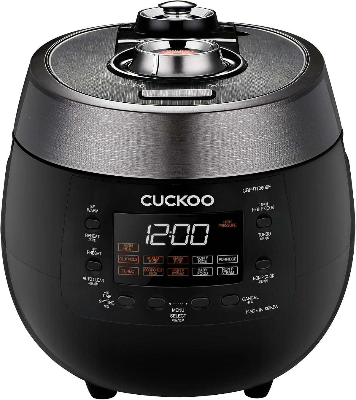 CUCKOO CRP-RT0609FB rice cooker 6 cup (Uncooked) Twin Pressure & Warmer 12 Menu Options: High/Non-Pressure Steam & More, Made in Korea Black