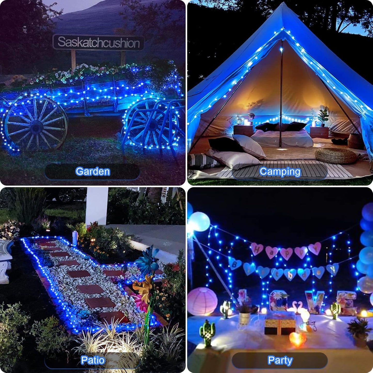 Solar Halloween Decoration Lights, JMEXSUSS 2 Pack 33FT 100 LED Orange and Purple Halloween String Lights, Halloween Lights with 8 Modes for Halloween Tree Yard Outdoor Spooky Party Garden Decorations
