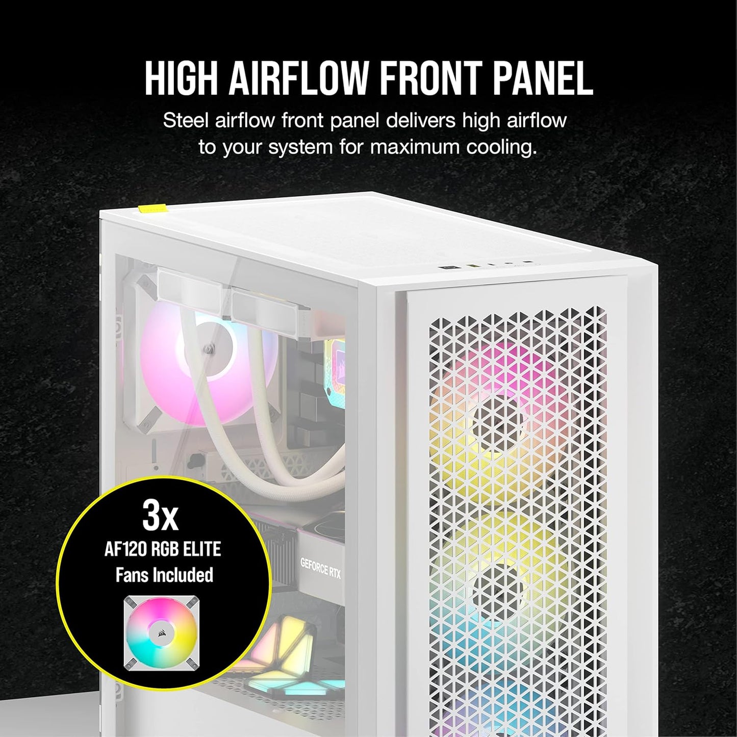 CORSAIR 3000D Airflow Mid-Tower PC Case – 2X SP120 Elite Fans – Four-Slot GPU Support – Fits up to 8X 120mm Fans – High-Airflow Design – Black