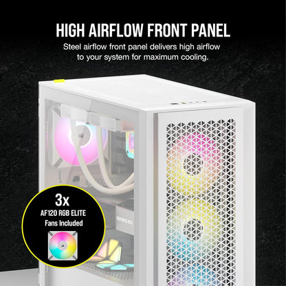 CORSAIR 3000D Airflow Mid-Tower PC Case – 2X SP120 Elite Fans – Four-Slot GPU Support – Fits up to 8X 120mm Fans – High-Airflow Design – Black
