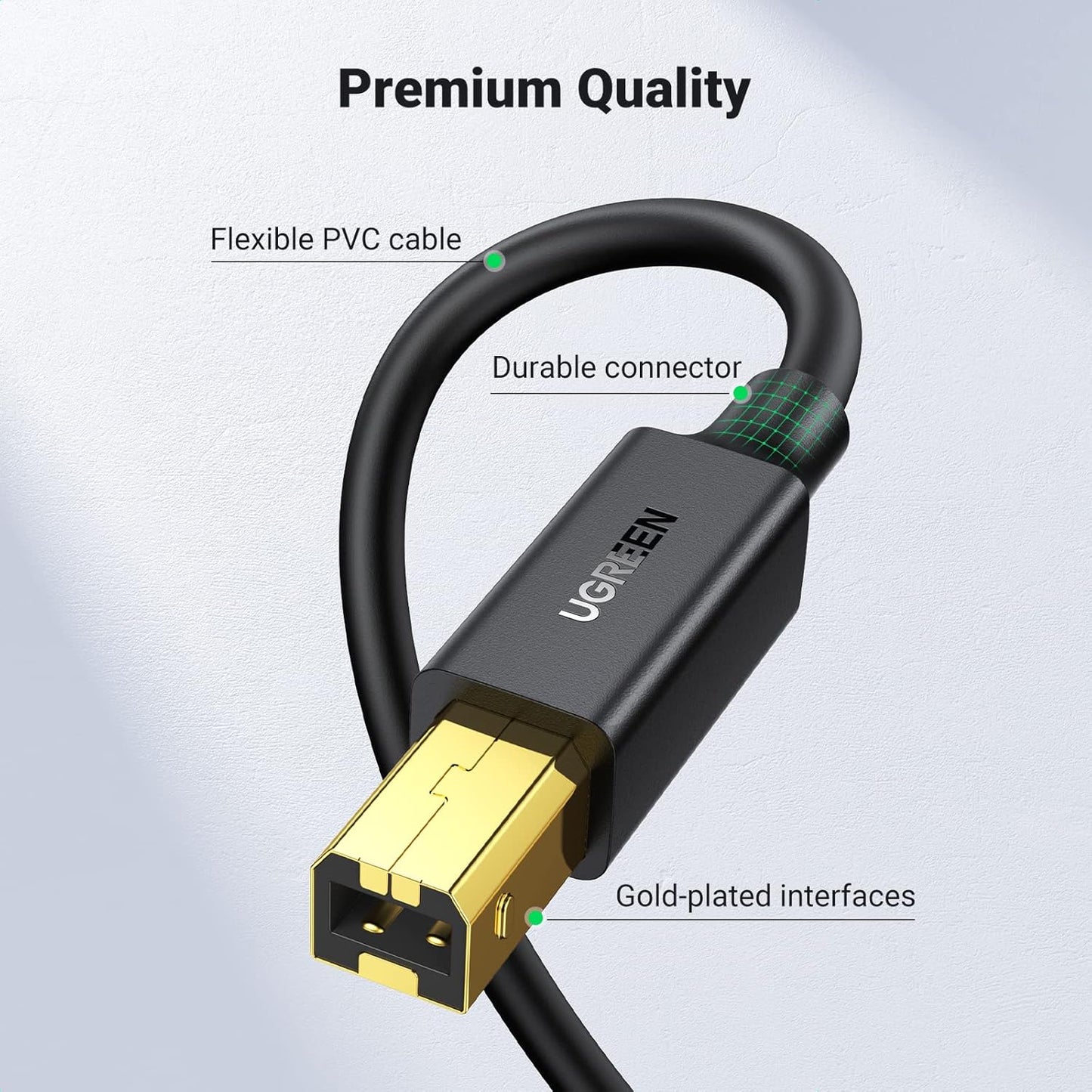 UGREEN Printer Cable USB 2.0 A Male to B Male Cord USB A to B Cable High Speed Scanner Cord Compatible with Brother, HP, Canon, Lexmark, Dell, Epson, Xerox, Piano, DAC and More, 1.5 Meters