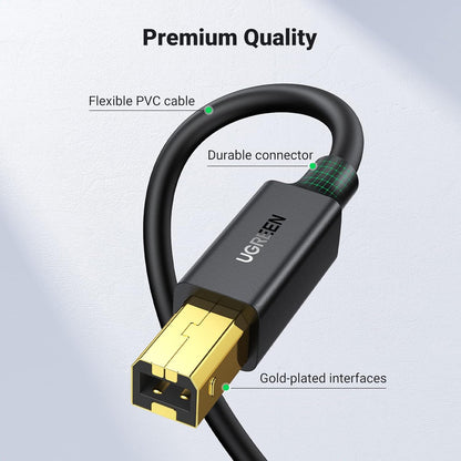 UGREEN Printer Cable USB 2.0 A Male to B Male Cord USB A to B Cable High Speed Scanner Cord Compatible with Brother, HP, Canon, Lexmark, Dell, Epson, Xerox, Piano, DAC and More, 1.5 Meters