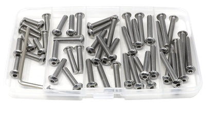 iexcell 50 Pcs M6 x 20mm Thread Pitch 1 mm Stainless Steel 304 Hex Socket Button Head Cap Screws Bolts Kit