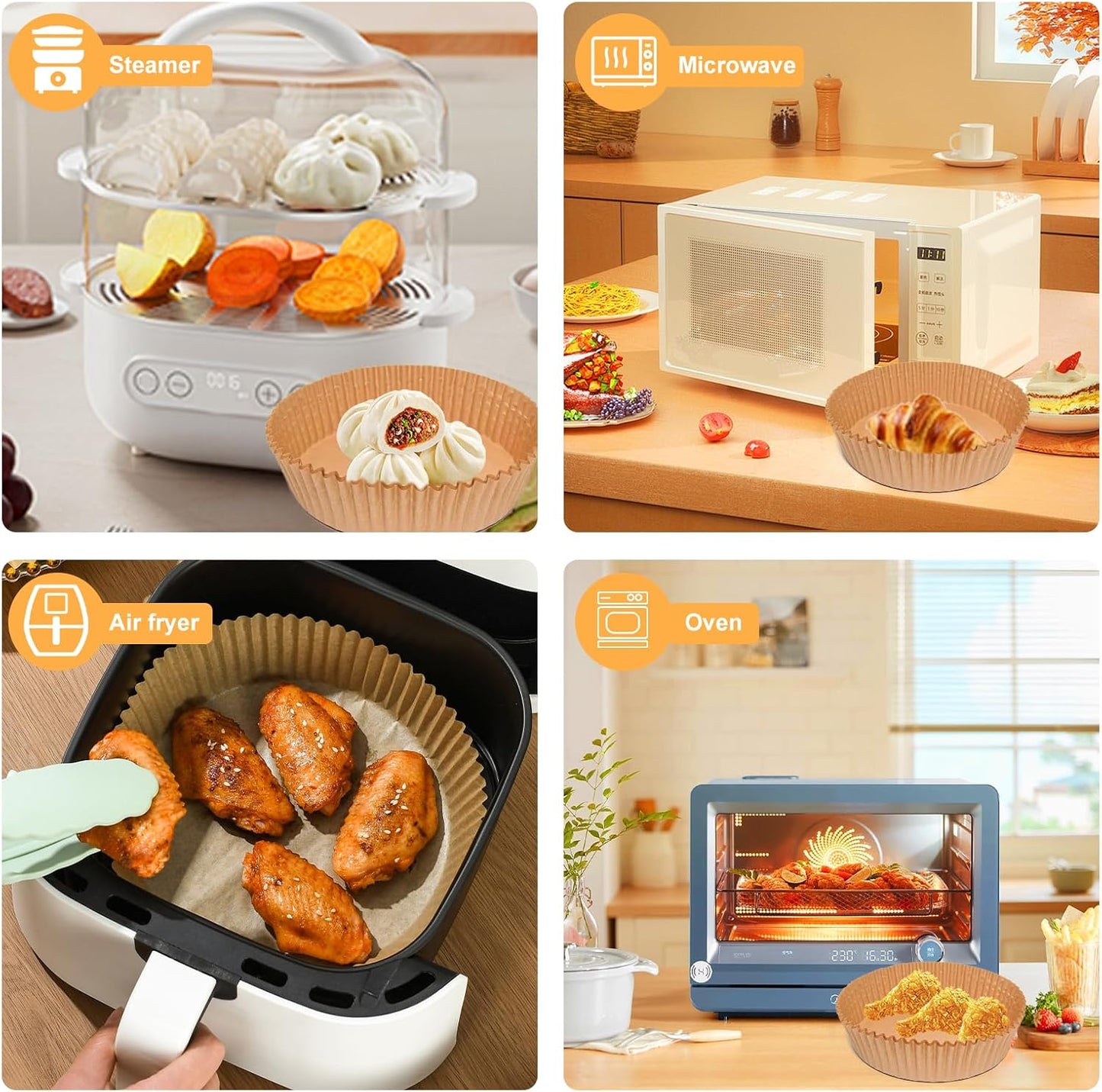 Air Fryer Liners,100Pcs 8.6" Square Air Fryer Parchment Paper Liners for 3 to 8 QT Baskets, Non-Stick & Oil Proof and Food Grade Baking Alternative to Foil for Easy Cleanup