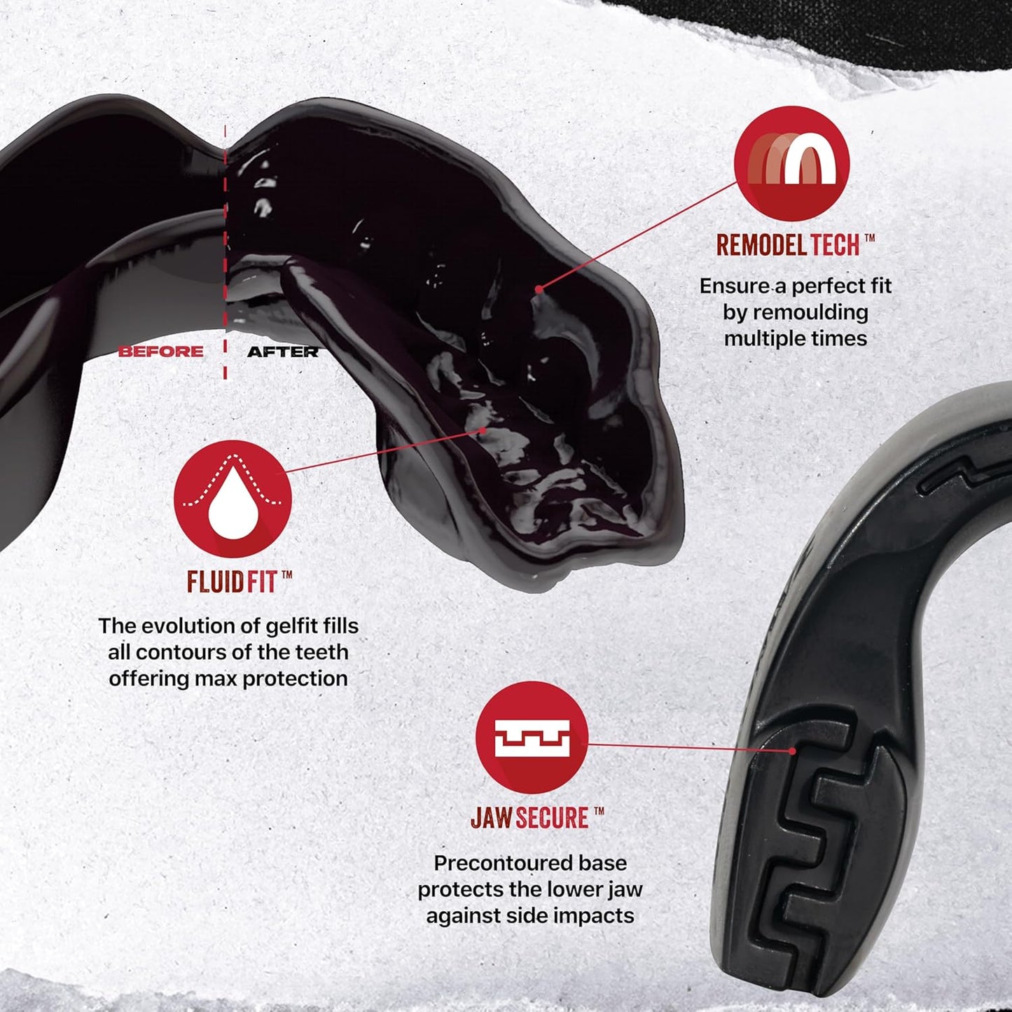 SAFEJAWZ Mouthguard Strapless Slim Fit, Adults and Junior with Case for Boxing, Basketball, Football, MMA, Martial Arts, Hockey and All Contact Sports (Adults (12+ Years), Black)