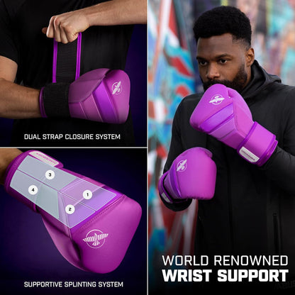 Hayabusa T3 Boxing Gloves for Men and Women Wrist and Knuckle Protection, Dual-X Hook and Loop Closure, Splinted Wrist Support, 5 Layer Foam Knuckle Padding