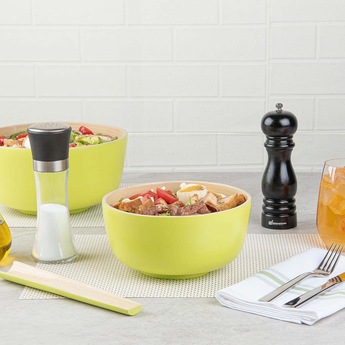 Restaurantware-Bambuddha 51 Ounce Extra Large Salad Bowl, 1 Heavy-Duty Round Salad Bowl - Sustainable, Reusable, Blue Bamboo Serving Dish, for Serving Salads, Fruits, and Appetizers