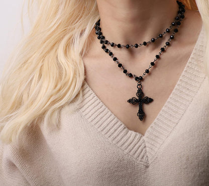 Sacina Gothic Cross Necklace, Cross Choker, Goth Jewelry Gift for Women
