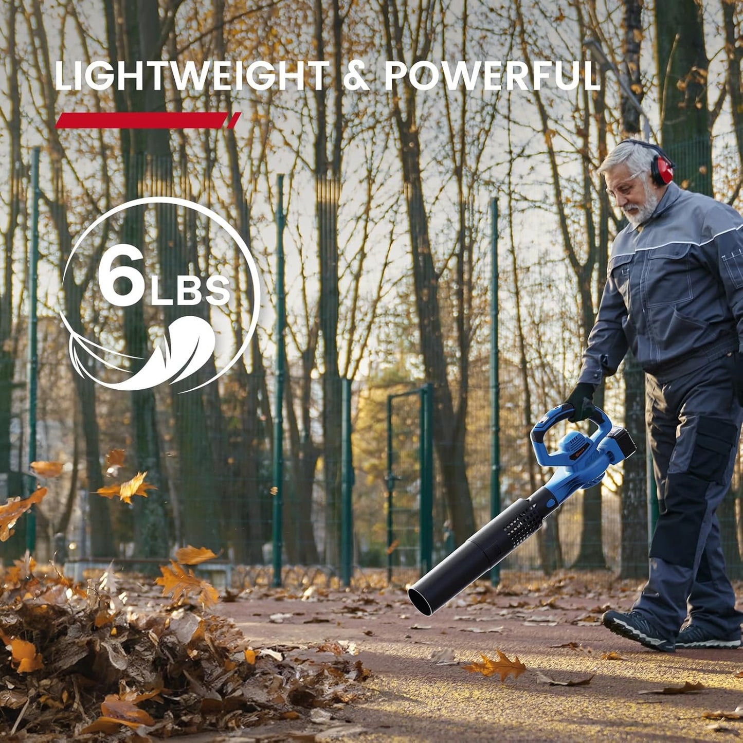 Leaf Blower Cordless,460CFM &190MPH,20V 4.0Ah Upgrade Battery Powered 2-in-1 Leaf Blower(Upgraded),6 Variable Speed,for Blowing Leaves,Debris,Snow and Dust,4.0Ah Battery&Charger Included(Blue)