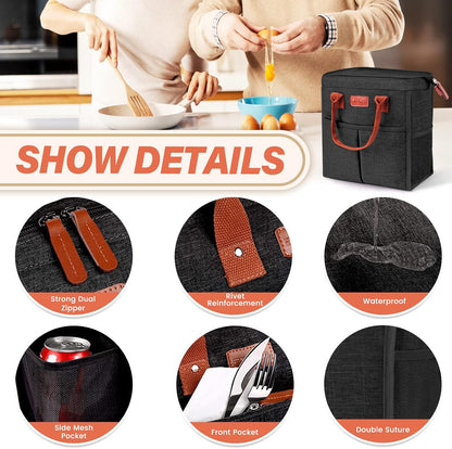 Lunch Bag for Women & Men, Insulated Lunch Box Cooler Tote Bags, Adult Reusable Lunch Boxes with Water Resistant for Work, Travel and Picnic (Grey)