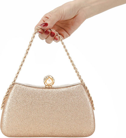 Buric Evening Clutch Bag for Women Glitter Shiny Dress Purse Wedding Bride Handbags Evening Clutches for Cocktail Party