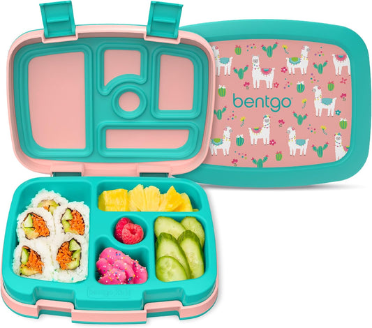 Bentgo Kids Prints Leak-Proof, 5-Compartment Bento-Style Kids Lunch Box - Ideal Portion Sizes for Ages 3 to 7 - BPA-Free, Dishwasher Safe, Food-Safe Materials - 2021 Collection (Llamas)