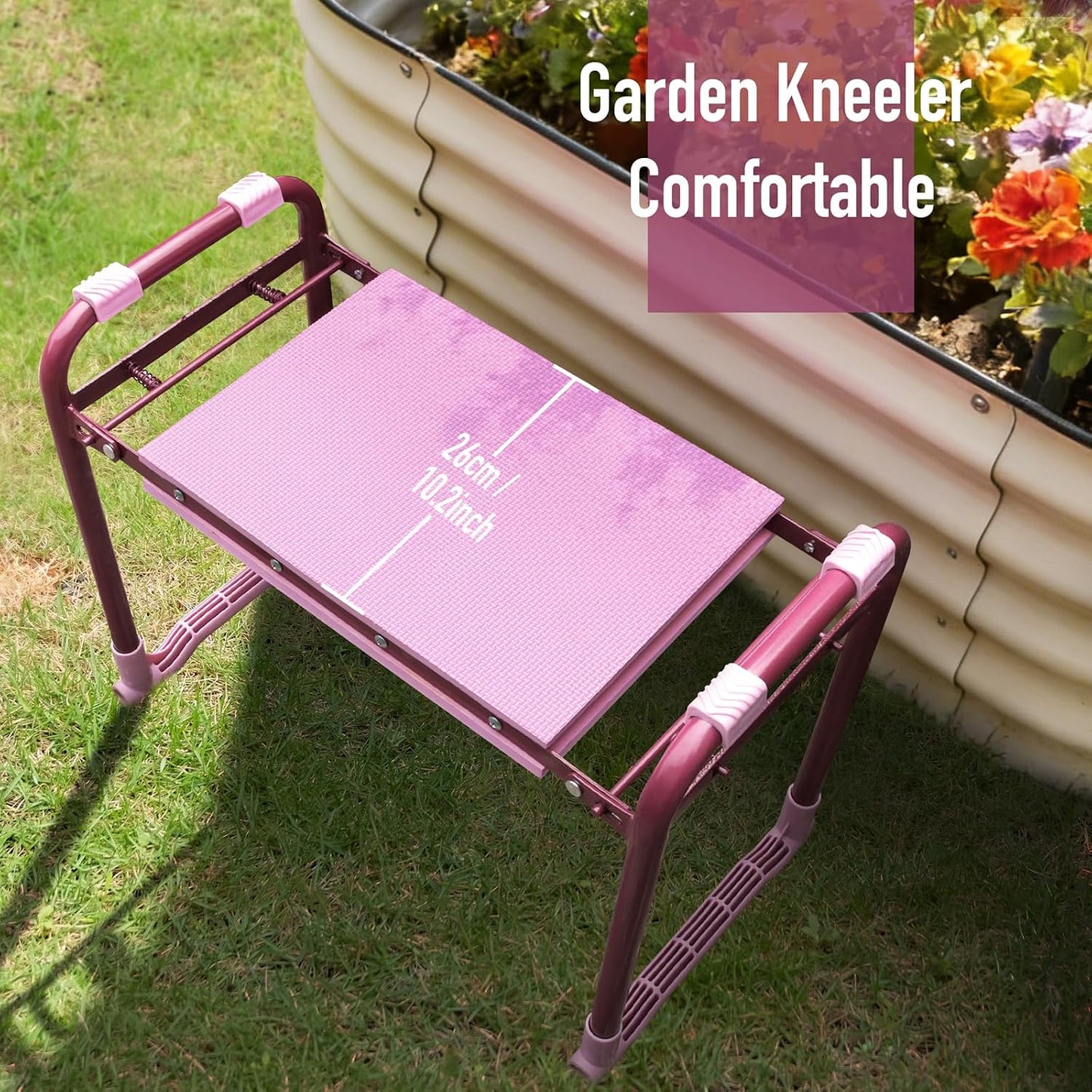 Folding Garden Stool and Kneeler, Heavy Duty Garden Kneeler and Seat, Kneeling Device for Gardening, Gardeners and Seniors (Purple)