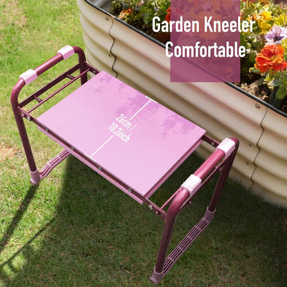 Folding Garden Stool and Kneeler, Heavy Duty Garden Kneeler and Seat, Kneeling Device for Gardening, Gardeners and Seniors (Purple)