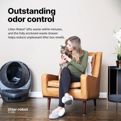 Litter-Robot 3 Connect by Whisker (Grey) Automatic Self-Cleaning Cat Litter Box, WiFi Enabled, Works with Any Clumping Litter, Never Scoop Again