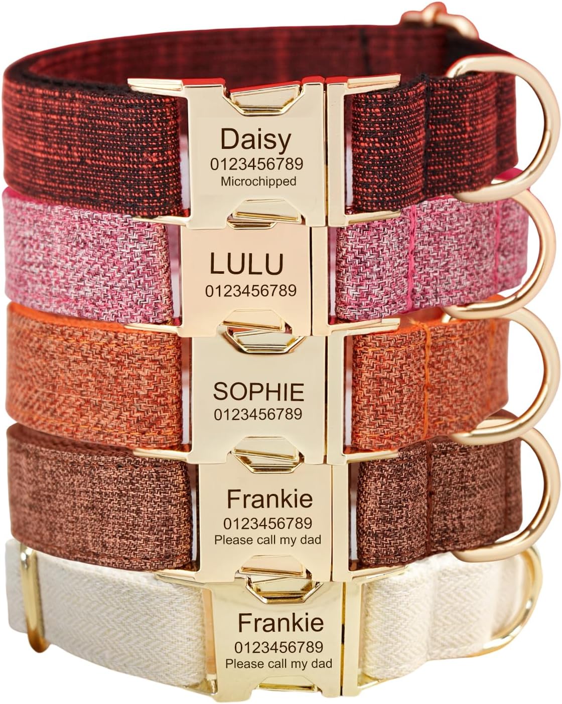 Custom Engraved Dog Collar with Name and Phone Number, Personalized for Small, Medium, and Large Dogs (Plaid)