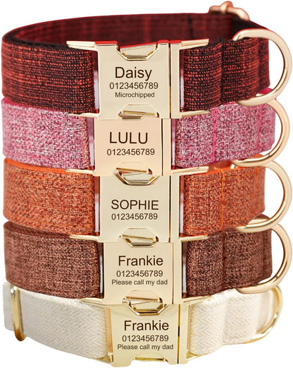 Custom Engraved Dog Collar with Name and Phone Number, Personalized for Small, Medium, and Large Dogs (Plaid)