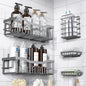 EUDELE 5-Pack Rustproof Stainless Steel Shower Caddy – No Drill Adhesive Bathroom Organizer with Large Capacity, Spacious Shower Shelves for Inside Shower, Kitchen & Home Decor Storage