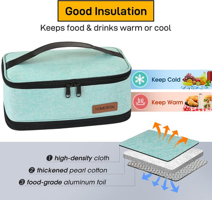 HOMESPON Expandable Lunch Bag for Men Women Insulated Lunch Box Holder with Handle for Picnics Work Travel (Blue)