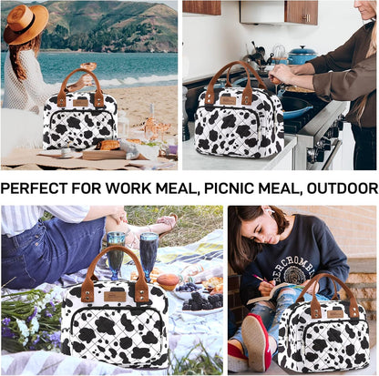 HOMESPON Lunch Bag for Woman Man Adults with Front Pocket Insulated Lunch Tote Lunch Box Container for Work Picnic or Travel(Black)