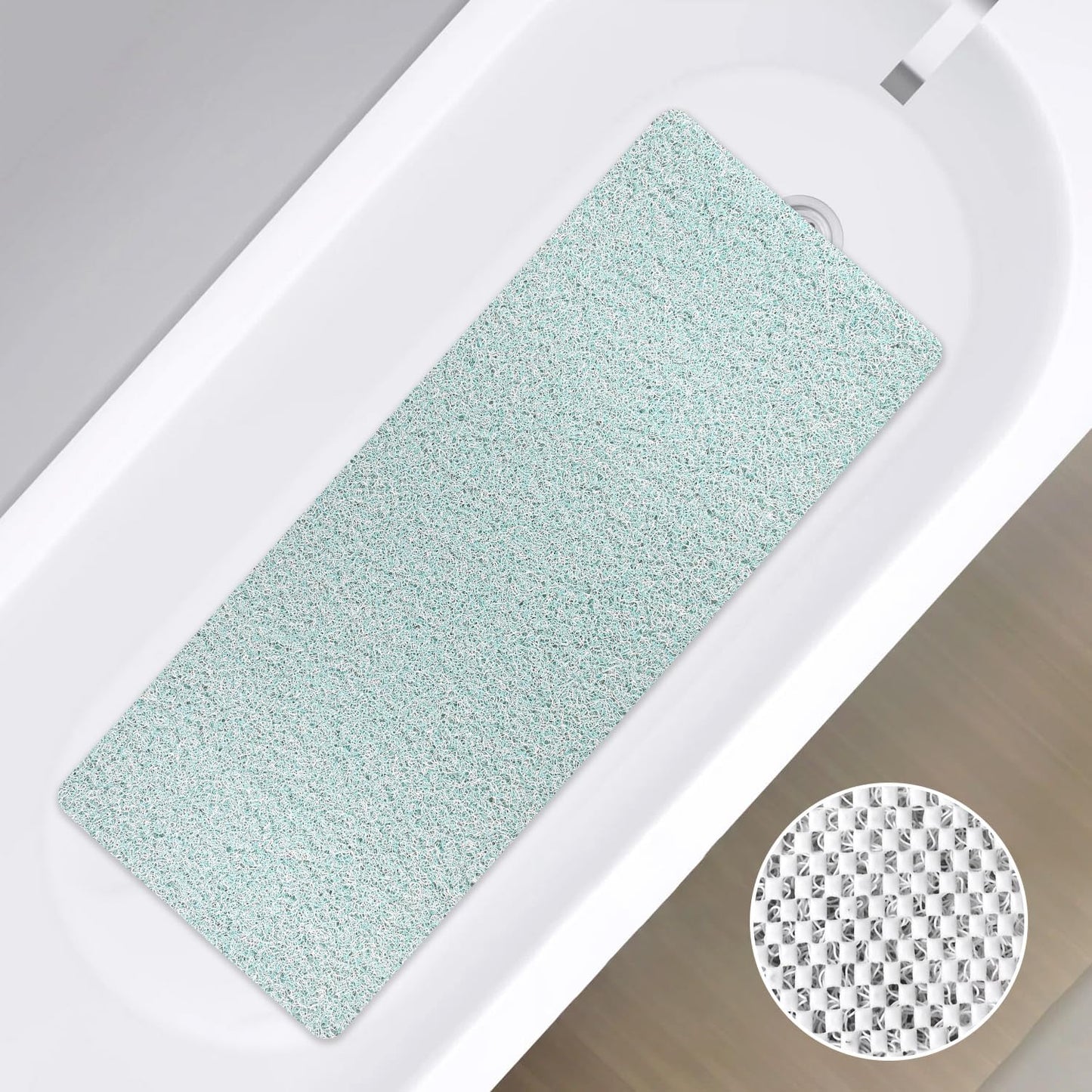 Square Shower Mat, Non Slip Bath Mat, Loofah Shower Stall Mats for Walk-in Shower, 32 x 32 Inches Shower Floor Mat with Drain, Bath Mats for Showers Bathroom, Tub, Seniors