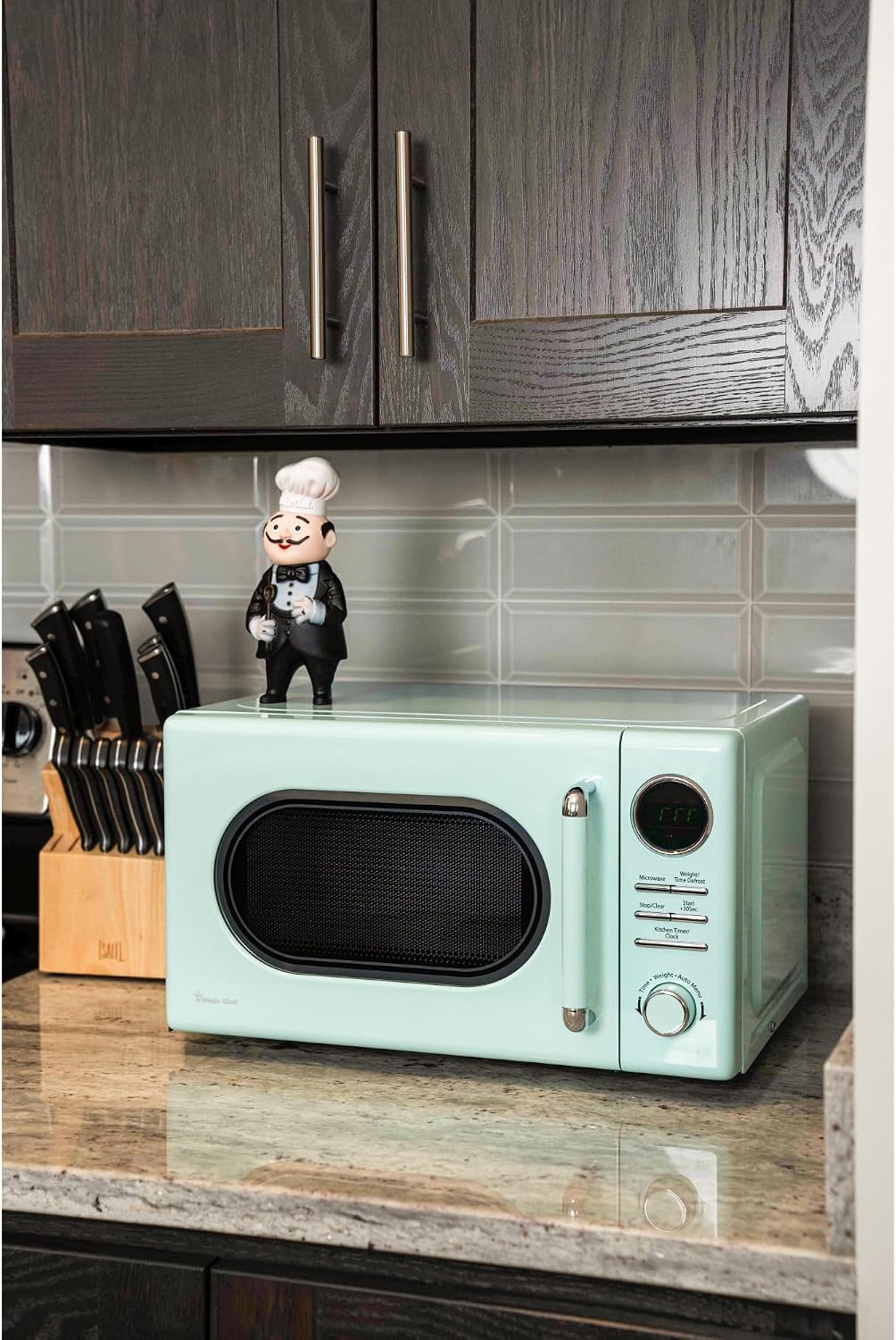 Magic Chef Countertop Microwave, Classic Retro Touch Small Appliance, 0.7 Cubic Ft, Mint Green