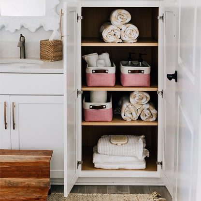 OrganiHaus Large Fabric Storage Baskets for Shelves 3 Pack, 15x11in Closet Storage Bins for Shelves, Cloth Baskets, Fabric Storage Cubes, Linen Closet Organizers, Fabric Basket, White Basket